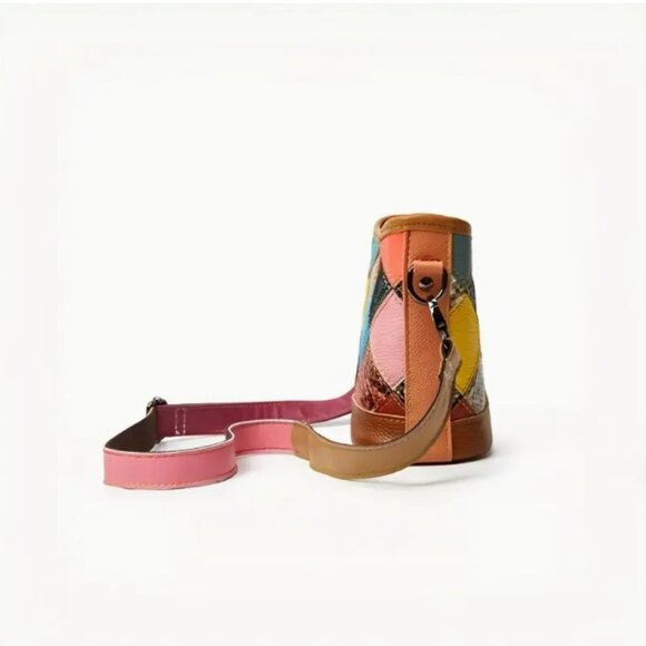 Womens Fashion Crossbody Bag Random Color Patchwork Shoulder Bag Leather Fabric - Picture 2 of 11